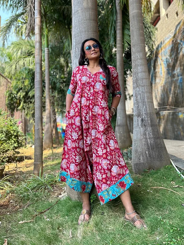Red pink floral Suhaani jumpsuit