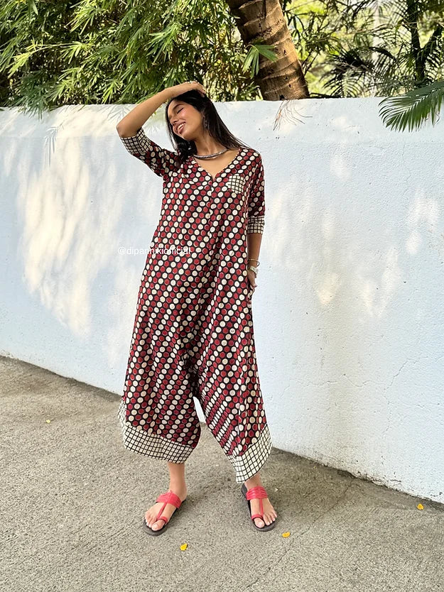 Brick polka Suhaani Jumpsuit