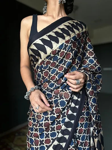 Shatranj distressed silk saree