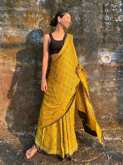 Mustard Zari Pallu modal silk saree