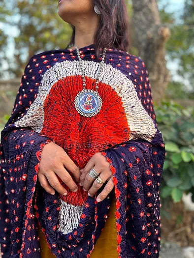 Violet orange chaandni silk dupatta