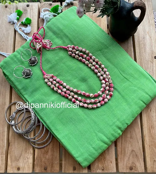 Green mul saree
