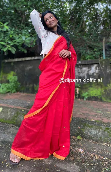 Red Tikli mul saree