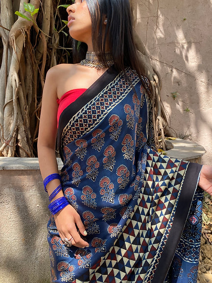 Neeli Pammi Modal silk embroidered pallu saree
