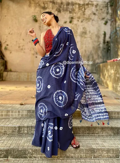 Saiyaan Shibori Mul Cotton saree
