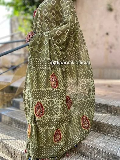 Pista Mul Cotton saree