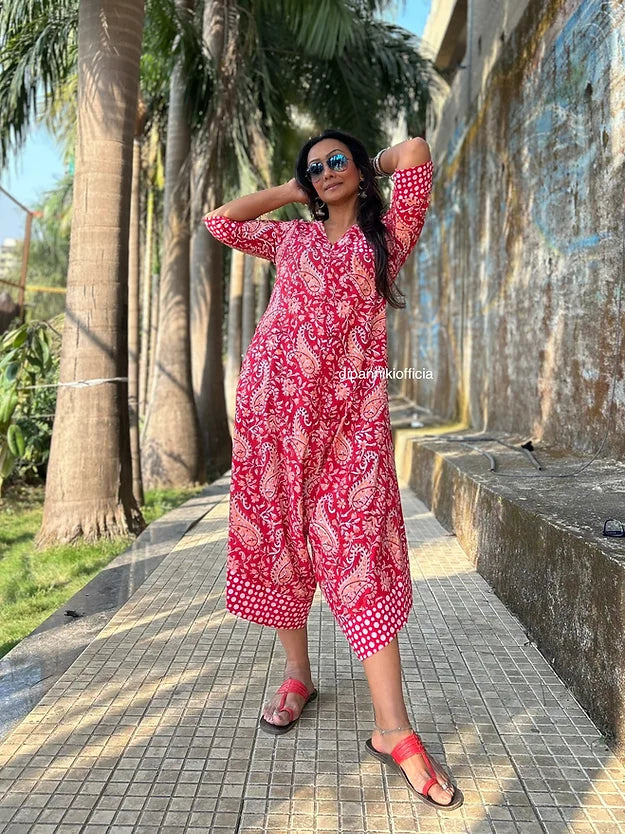 Red Kairi Floral Suhaani Jumpsuit