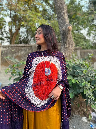 Violet orange chaandni silk dupatta