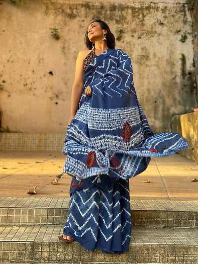 Kayaan Shibori Mul Cotton saree
