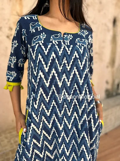 Chevron Indigo dhoti jumpsuit
