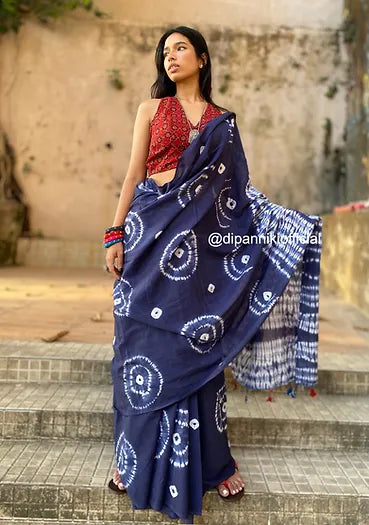 Saiyaan Shibori Mul Cotton saree