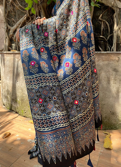 Neeli Pammi Modal silk embroidered pallu saree