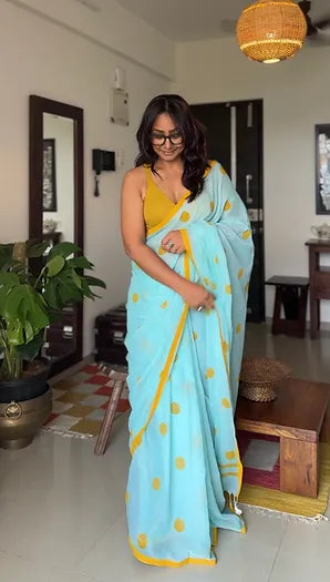 Mint mini polka saree