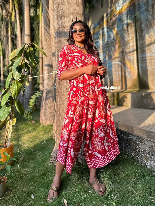 Red floral Suhaani jumpsuit