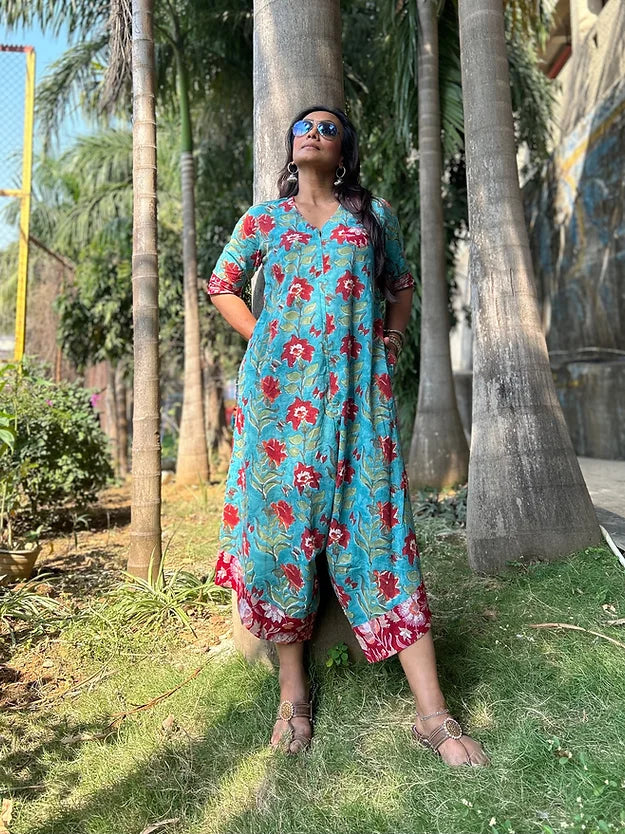 Aqua Floral Suhaani Jumpsuit