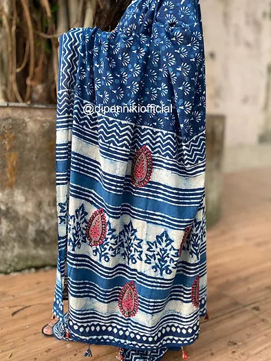 Palki Indigo Mul Cotton saree