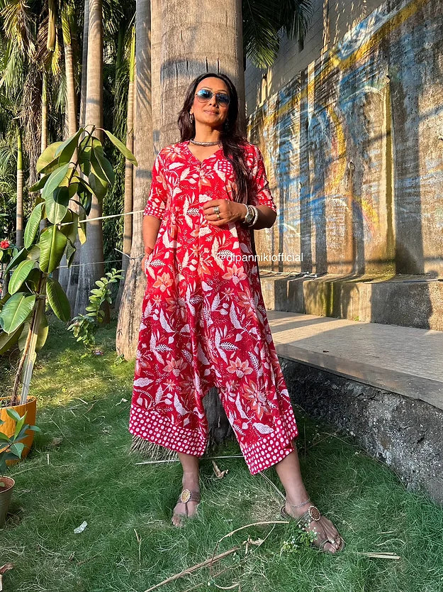 Red floral Suhaani jumpsuit