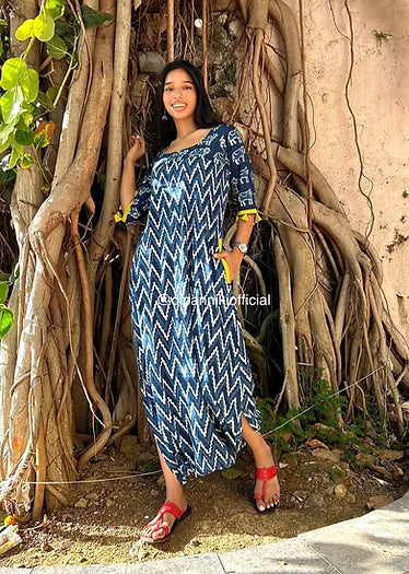 Chevron Indigo dhoti jumpsuit