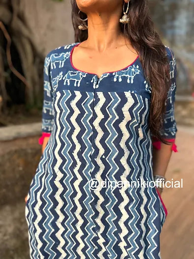 Leheriya Indigo dhoti jumpsuit
