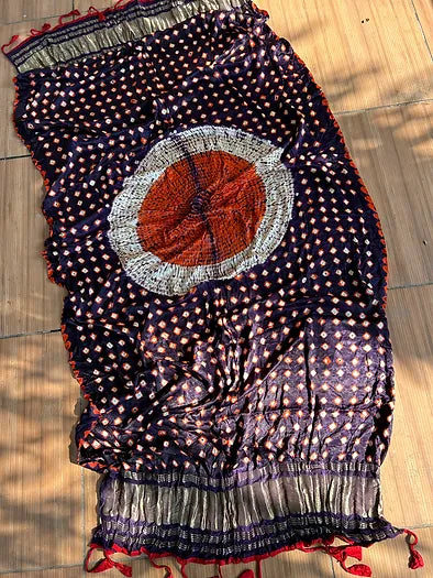 Violet orange chaandni silk dupatta