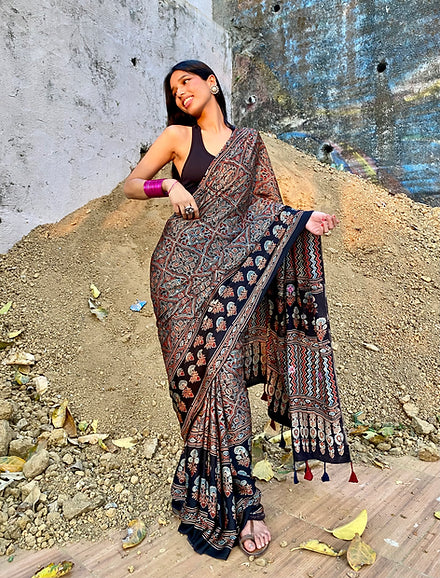 Khwaish Modal silk embroidered pallu saree
