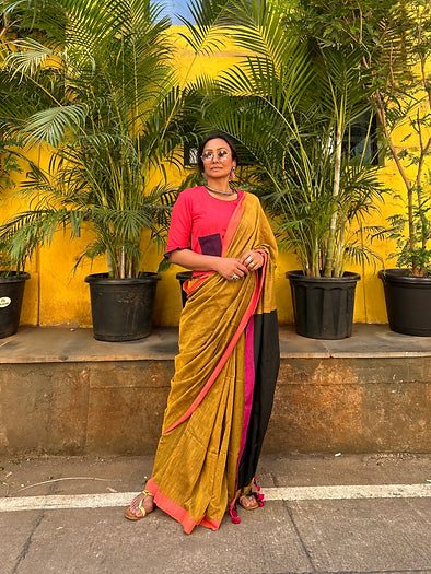 Mustard Saree co-ord set