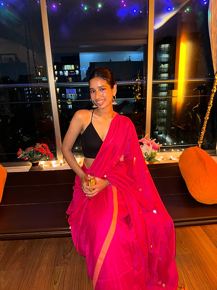 Rani pink tikli mul saree