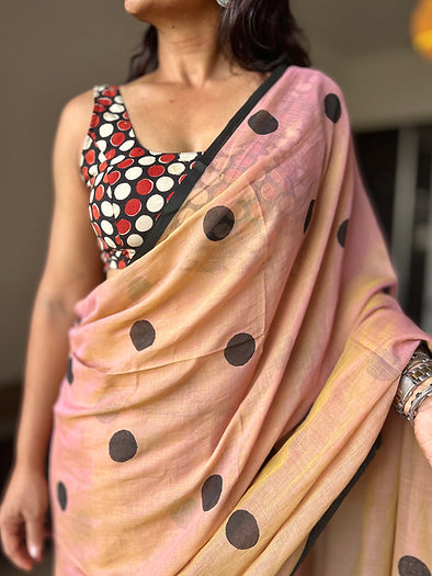 Salmon mini polka saree