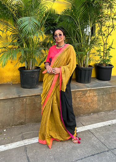 Mustard Saree co-ord set