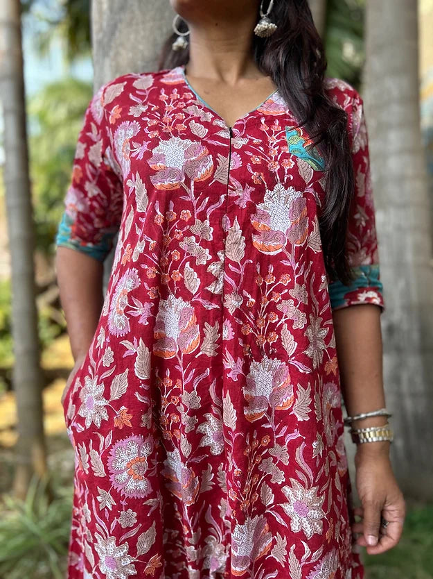 Red pink floral Suhaani jumpsuit