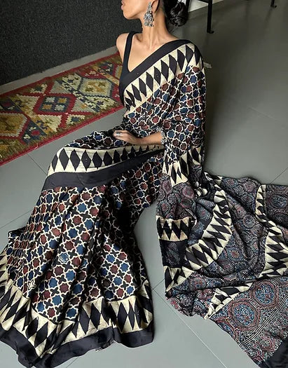 Shatranj distressed silk saree