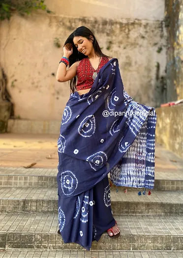 Saiyaan Shibori Mul Cotton saree