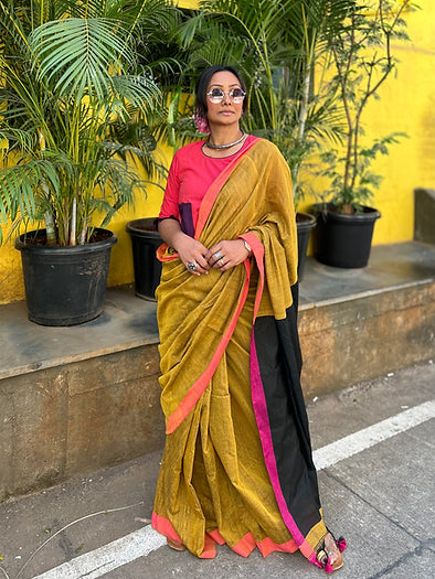 Mustard Saree co-ord set
