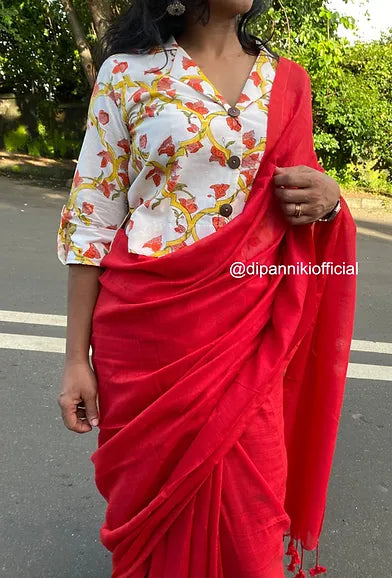 Red mul saree