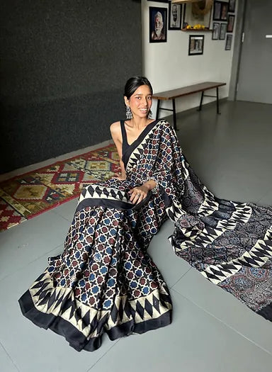 Shatranj distressed silk saree