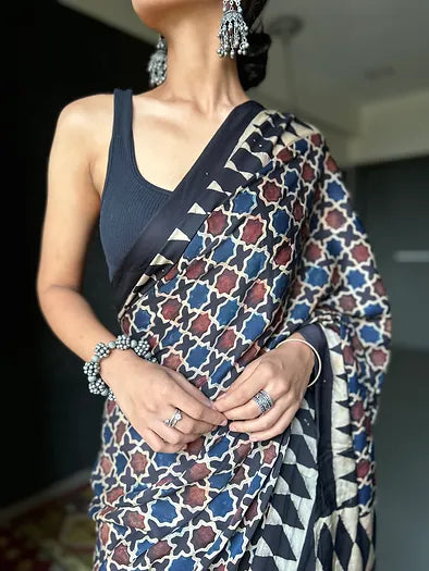 Shatranj distressed silk saree