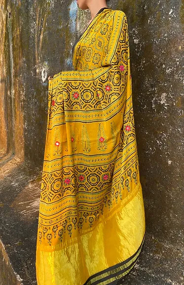 Mustard Zari Pallu modal silk saree