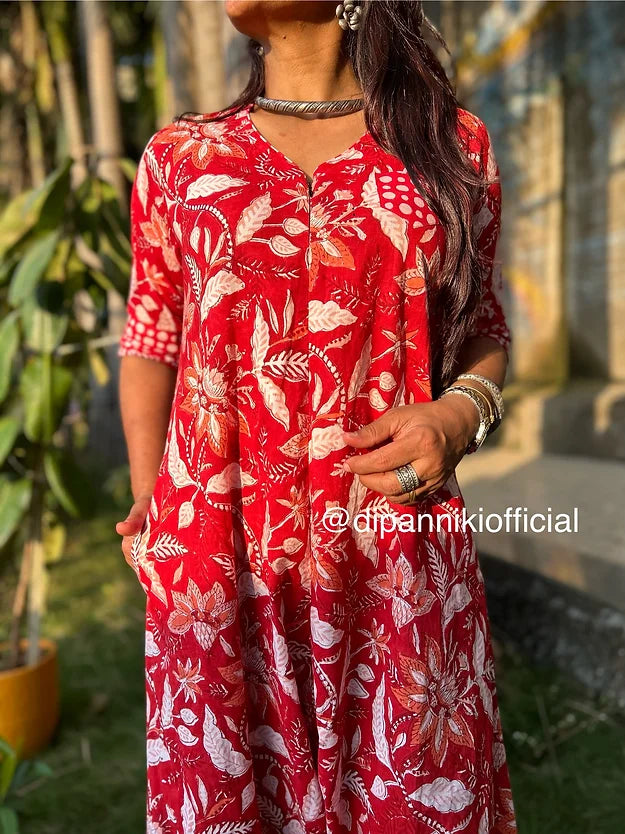 Red floral Suhaani jumpsuit