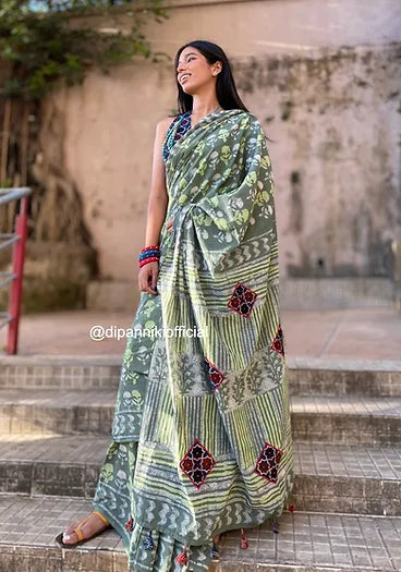 Pista Mul Cotton saree