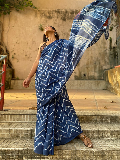 Kayaan Shibori Mul Cotton saree