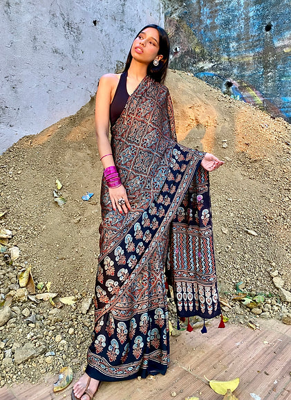 Khwaish Modal silk embroidered pallu saree