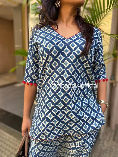 Barfi Indigo Dhoti co-ord set