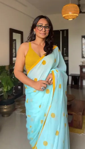 Mint mini polka saree