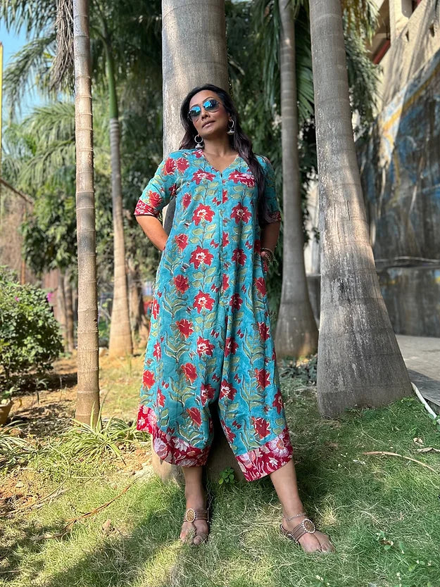 Aqua Floral Suhaani Jumpsuit