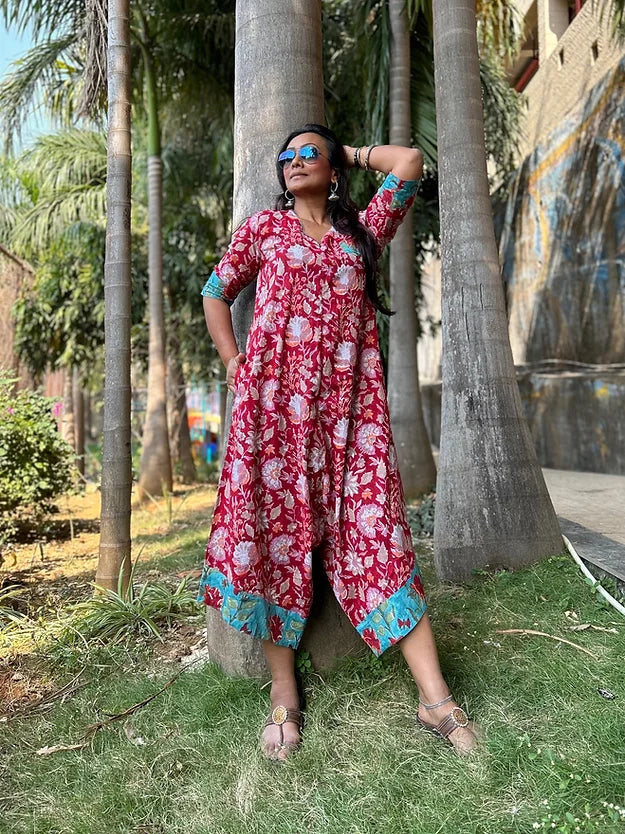 Red pink floral Suhaani jumpsuit