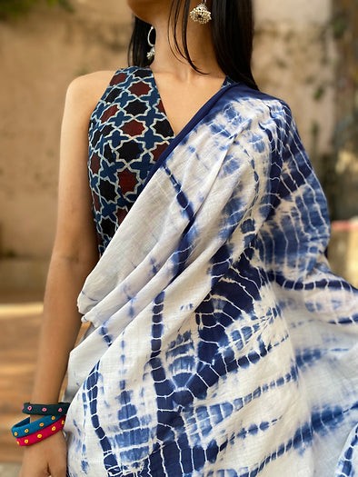 Kaahi Shibori Mul Cotton saree