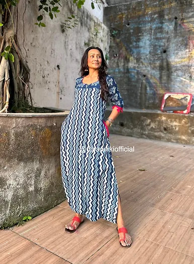 Leheriya Indigo dhoti jumpsuit