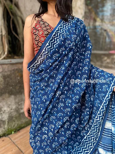 Palki Indigo Mul Cotton saree