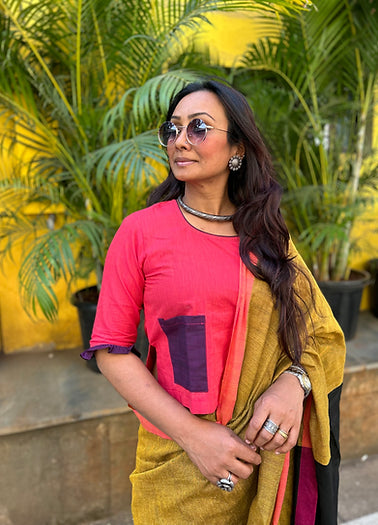 Mustard Saree co-ord set