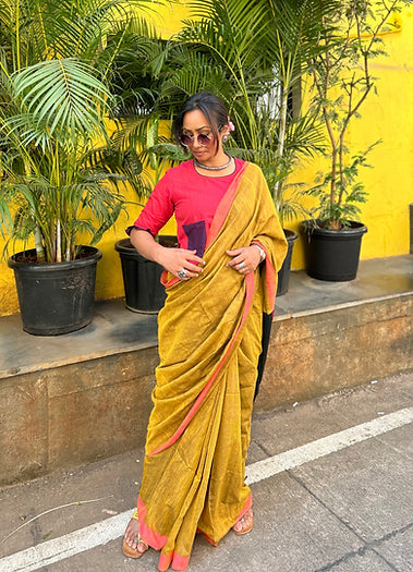 Mustard Saree co-ord set